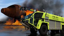 Fox Valley Technical College&apos;s ARFF training vehicle and Boeing 777 training prop.