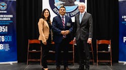 From left: Irene Makris, vice-president, Customer Service, Pratt &amp; Whitney Canada, Stephen Santellana, mayor of Wichita Falls, and Leo Lane, president of the Wichita Falls Economic Development Corporation.